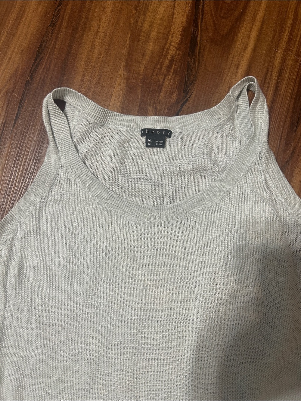 Theory Light Cream Ribbed Knit Tank